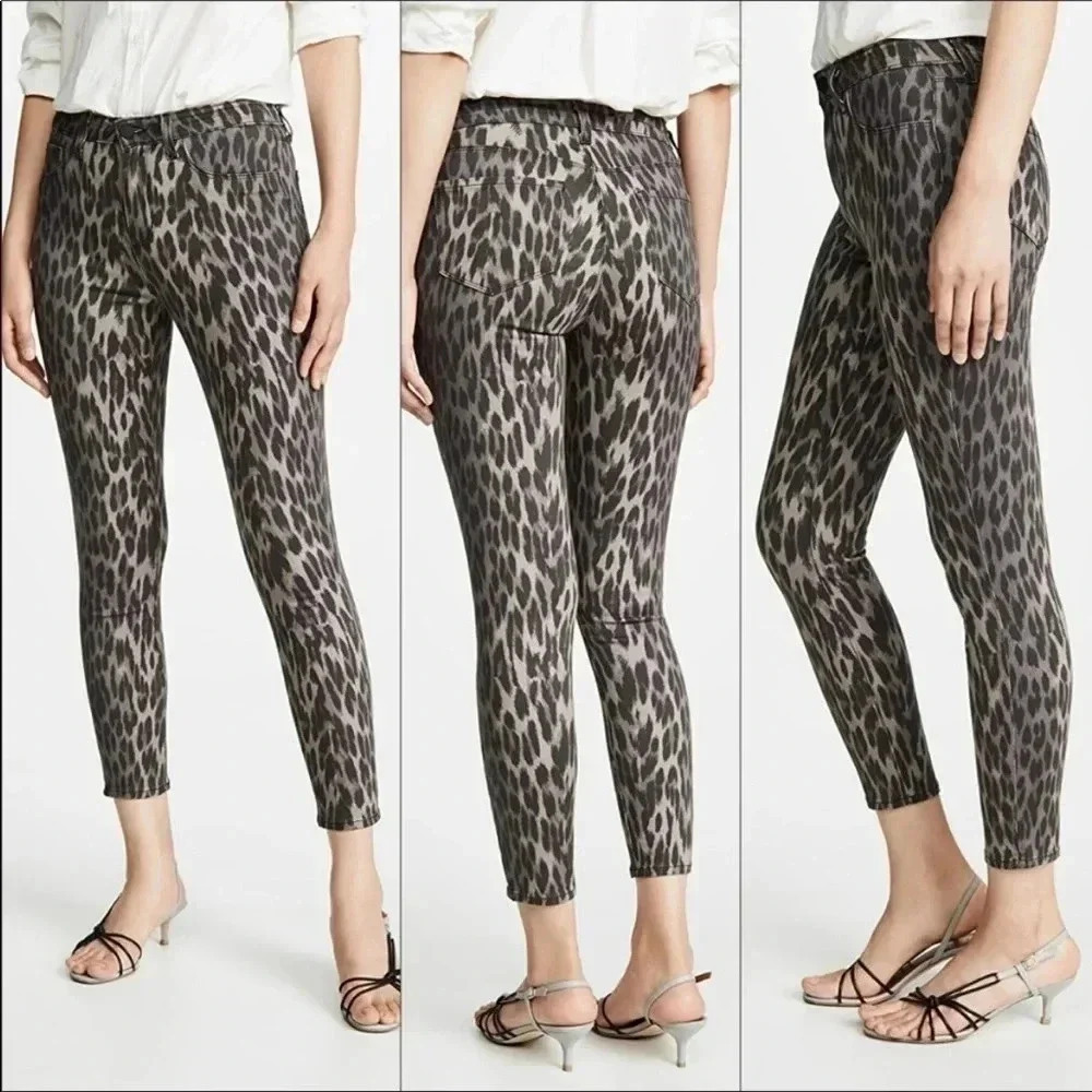L’AGENCE leopard skinny denim